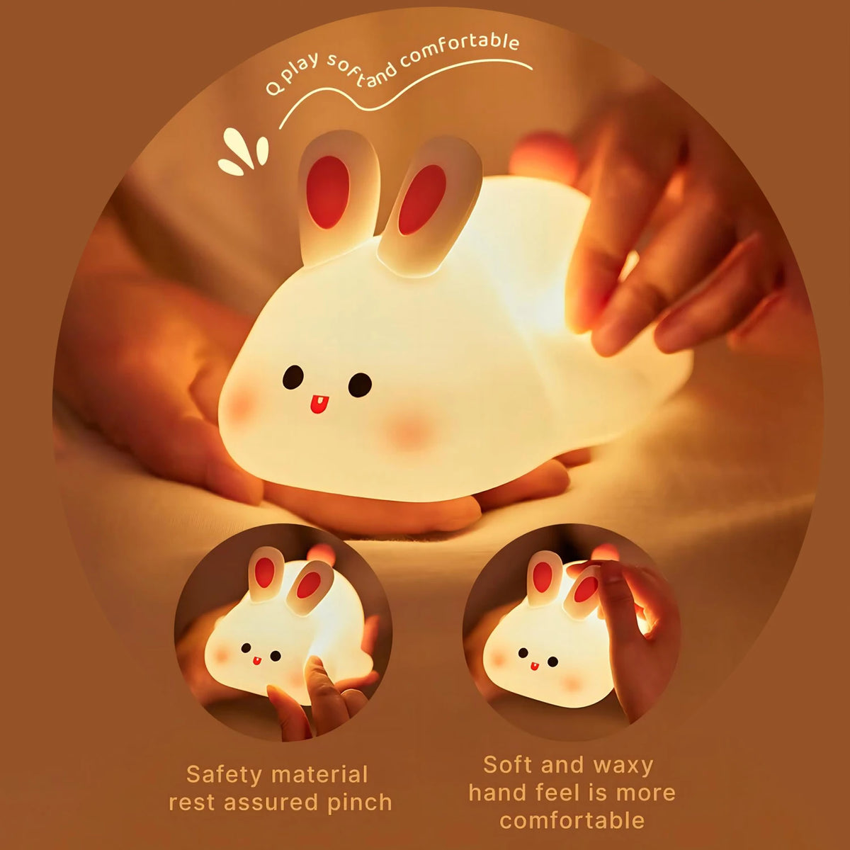 Cute LED Night Light Panda Sheep Rabbit Silicone Nightlights USB Rechargeable for Bedroom Decoration Kids Birthday Gift