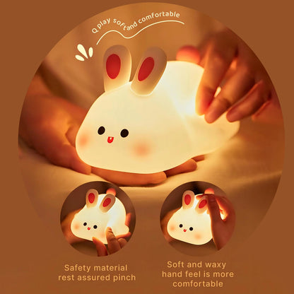 Cute LED Night Light Panda Sheep Rabbit Silicone Nightlights USB Rechargeable for Bedroom Decoration Kids Birthday Gift